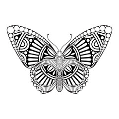 vector butterfly black and white element line art print design