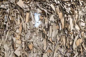 A lot of pressed waste paper ready for recycling background