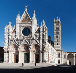 Siena Cathedral (Duomo di Siena) is a medieval church, now dedicated to the Assumption of Mary, completed between 1215 and 1263, Siena, Italy - obrazy, fototapety, plakaty