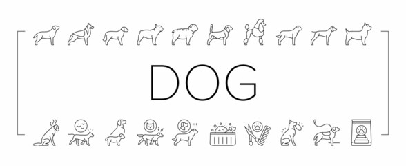 Dog Domestic Animal Collection Icons Set Vector .