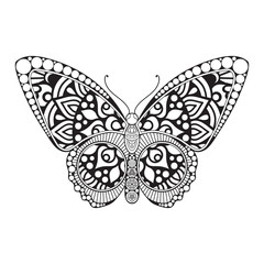 vector butterfly black and white element line art print design