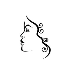 African American Woman face profile line drawing