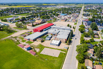 Aerial view of Warman, Saskatchewan on the Canadian Prairies