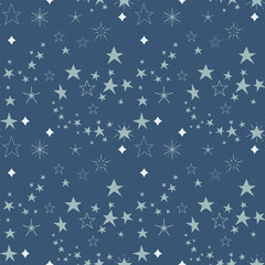 Seamless pattern with cute little stars, mystical and magical, illustration. Flat vector illustration.