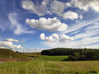 Fototapeta na wymiar A beautiful skyscape in Franconia, Germany.