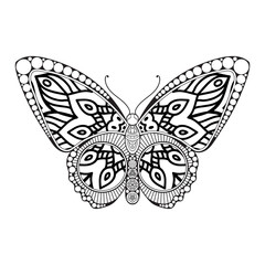 vector butterfly black and white element line art print design