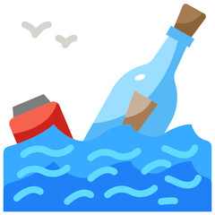 message in a bottle flat icon
