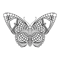 vector butterfly black and white element line art print design
