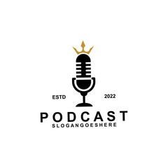 Podcast or Radio Logo design using Microphone, Emblem, Design Concept, Creative Symbol, Icon