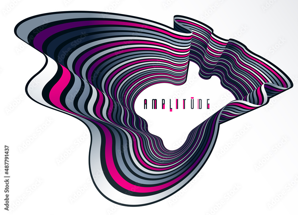 Poster 3d abstract lines in perspective vector background, modern trendy design element, cool style layout 
