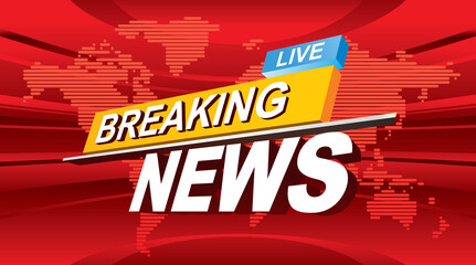 Breaking news with world map background. Vector - obrazy, fototapety, plakaty