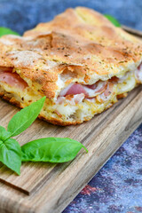   Italian  Focaccia with crispy crust  and  prosciutto . Full 72 hour pizza dough   fermentation  ...