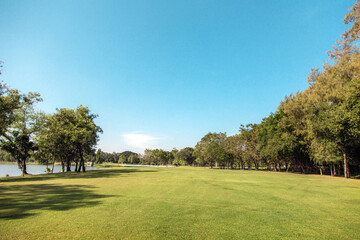 Fototapeta na wymiar green way golf field for background