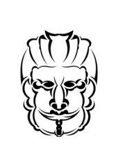 Tribal mask. Monochrome ethnic patterns. Black tattoo in the style of the ancient tribes. Isolated. Vector illustration.