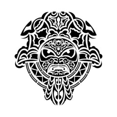 Tribal mask. Traditional totem symbol. Black tattoo in the style of the ancient tribes.
