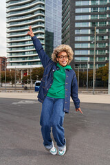 African american woman standing at the city