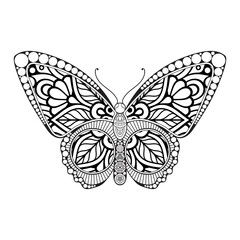 vector butterfly black and white element line art print design