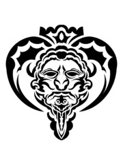 Tribal mask. Traditional totem symbol. Black tattoo in the style of the ancient tribes.