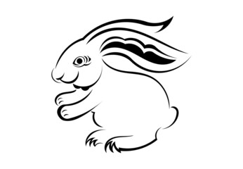 A hare. Can be used as a sketch of a tattoo.