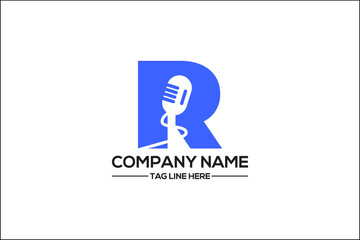 Initial letter r Podcast music logo