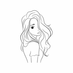 Beautiful female face line Arts