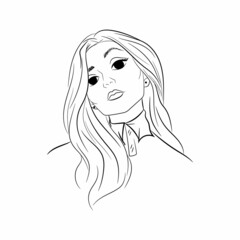 Beautiful female face line Arts