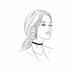 Beautiful female face line Arts