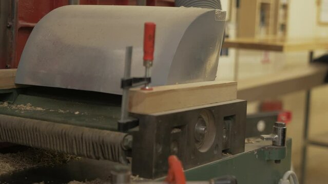 Woodworking passing white oak timber planing with planer thicknesser
