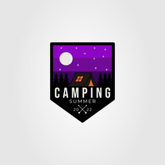 outdoor camping or adventure emblem logo vector illustration design