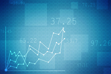Business Growth graph on technology background, Futuristic raise arrow chart digital transformation abstract technology background. Big data and business growth currency stock and investment economy