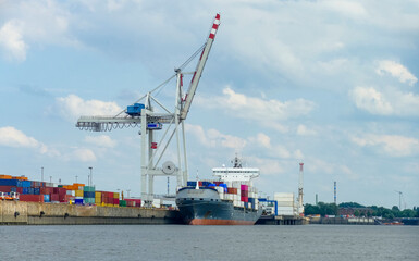 Fototapeta premium Container port in Hamburg