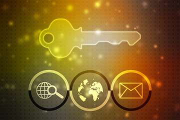 Digital key icon protecting data personal information. Data protection privacy Concept, Information privacy internet technology, Key to success or solution, Cyber Security Concept