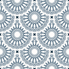 Fototapeta premium Luxurious seamless pattern with retro patterns. Background with white and blue color. Good for postcards. Vector.