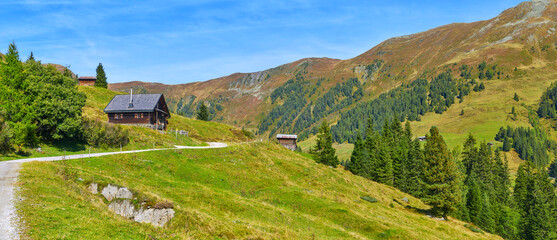 Fototapeta na wymiar Beautiful mountain panorama in Salzburger Land above Wald im Pinzgau, Austria.