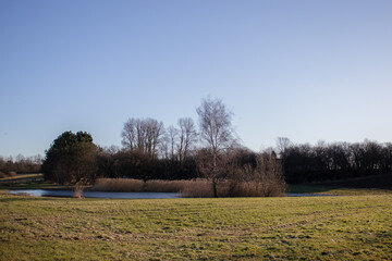 Spring rural landscape. Agriculture landscape. Erly spring in the countryside. 