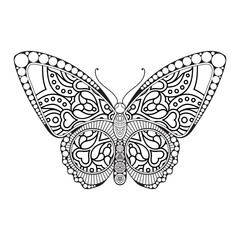 Fototapeta na wymiar vector butterfly black and white element line art print design