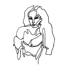 Linear Illustration of a woman on a white background