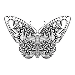 vector butterfly black and white element line art print design