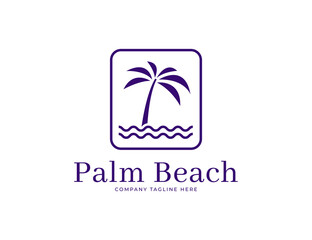 Palm tree with wave symbol logo design