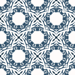 Seamless pattern with retro patterns. Background with white and blue color. Good for wallpaper. Vector.