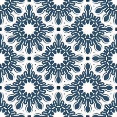 Luxurious seamless pattern with monograms. Background with white and blue color. Good for prints. Veil illustration.