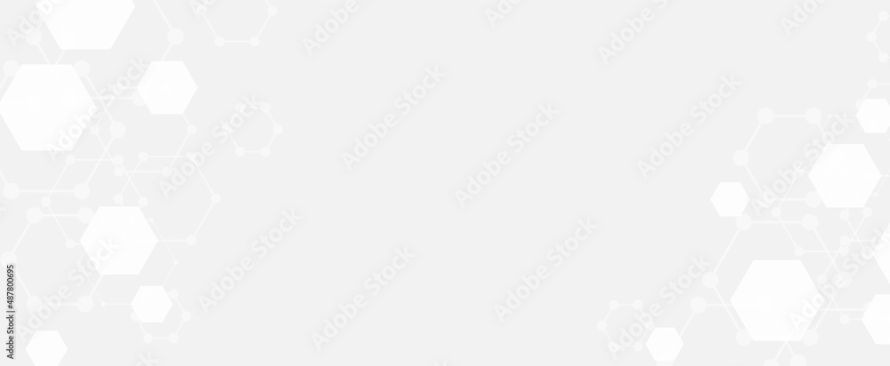 Leinwandbilder Digital technology background. Abstract trendy technology of gradient white and gray hexagonal element pattern artwork design background