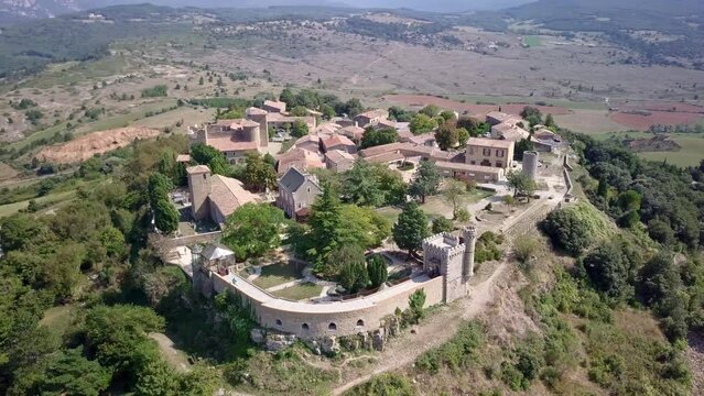Aerial view of Rennes le Chateau, Aude, France