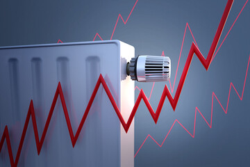 Rising Energy Prices in front of heater - 487801400
