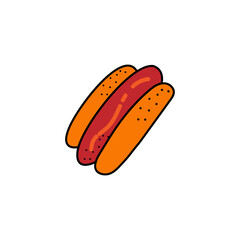 modern hotdog logo design. hot dog with mustard. Hotdog illustration vector. 