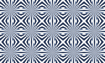 Abstract geometric op art seamless pattern . Optical illusion art- indigo and light blue elements on white background. For wear fabric apparel textile garment phone case cover decoration background.
