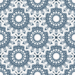 Endless background with monograms. Background with white and blue color. Good for prints. Vector.