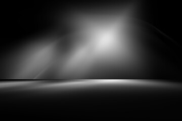 perspective floor backdrop black room studio with gray gradient spotlight backdrop background for display your product or artwork 