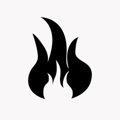 Fire flame icon. Black icon isolated on white background. Fire flame silhouette. Simple icon. Web site page and mobile app design vector element.