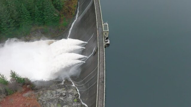 Water Pumped Through a Gravity Fed Hydroelectric Power Station Dam